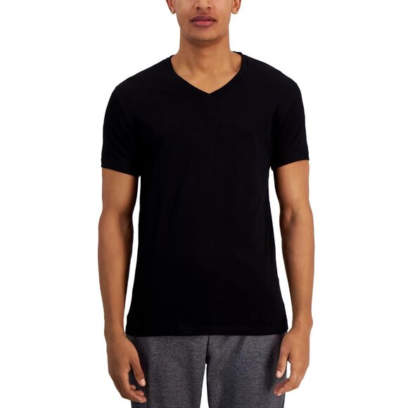 Alfani Men's Regular-Fit V-Neck Solid Undershirts Black Pack of 4 Size Medium - Picture 1 of 1